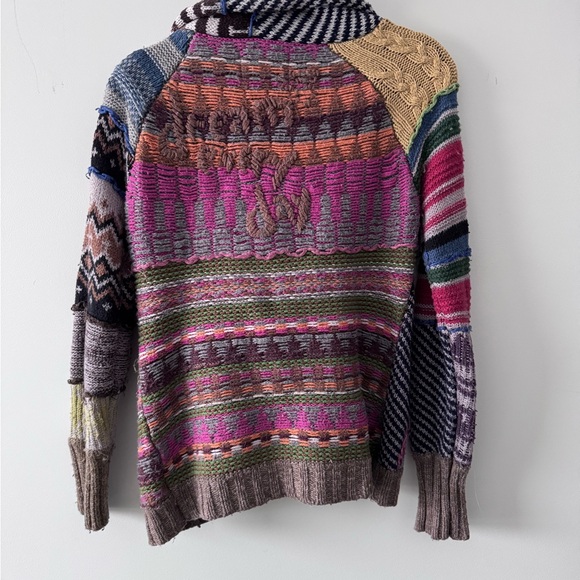 Vintage Desigual Multicolor Patchwork Shawl Collar Cardigan -Pink, Purple, Green - Picture 3 of 5